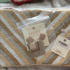 Kay Lee Beaded Clutch and Earrings Set. Seed Bead. NWT. Gorgeous.